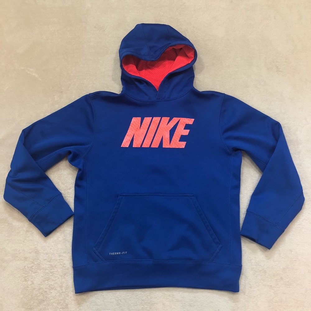 Nike Boys Blue/Orange Therma-Fit Hoodie, Size L